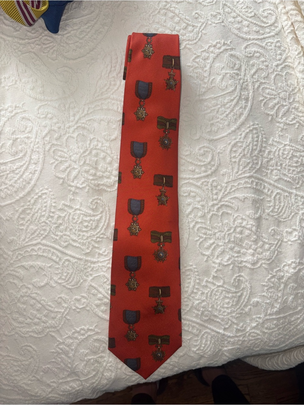 Etro Red Medal Motif Silk Tie